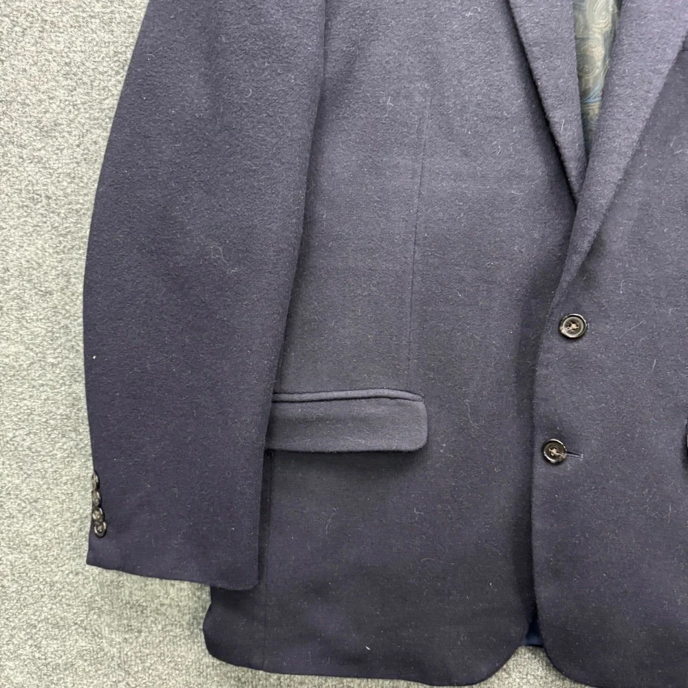 Lauren Ralph Lauren Wool Silk Cashmere Blazer Mens 44L Navy Blue Long Dress‎